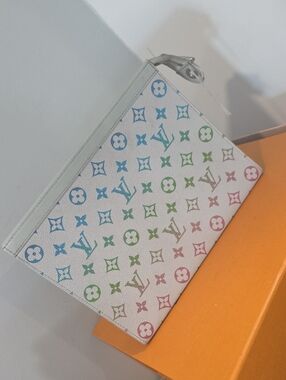 Louis Vuitton White Multicolor Monogram Zip Pouch
